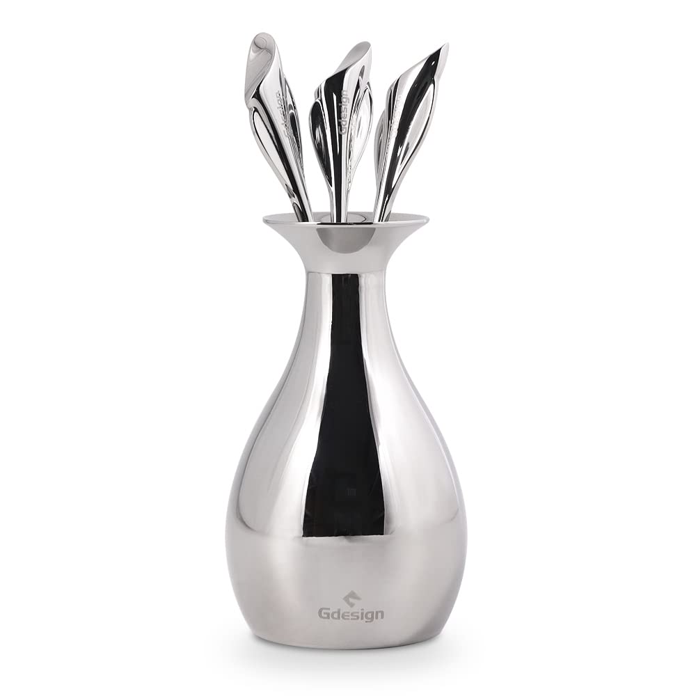 Gdesign Stainless Steel Dessert Fruit Forks Set, 3 Forks Set With Holder For Fruit, Dessert And Cake