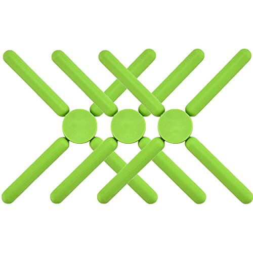 3/Pack Foldable Silicone Trivets, Fengchen Folding Trivets, Non-Slip Collapsible Cross Compact Design Expandable Silicone Pot Ho