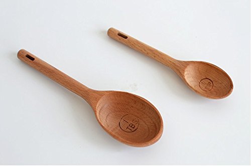 4Pcs/Set Wood Measuring Spoons Set Healthy No Paint Cooking Tools