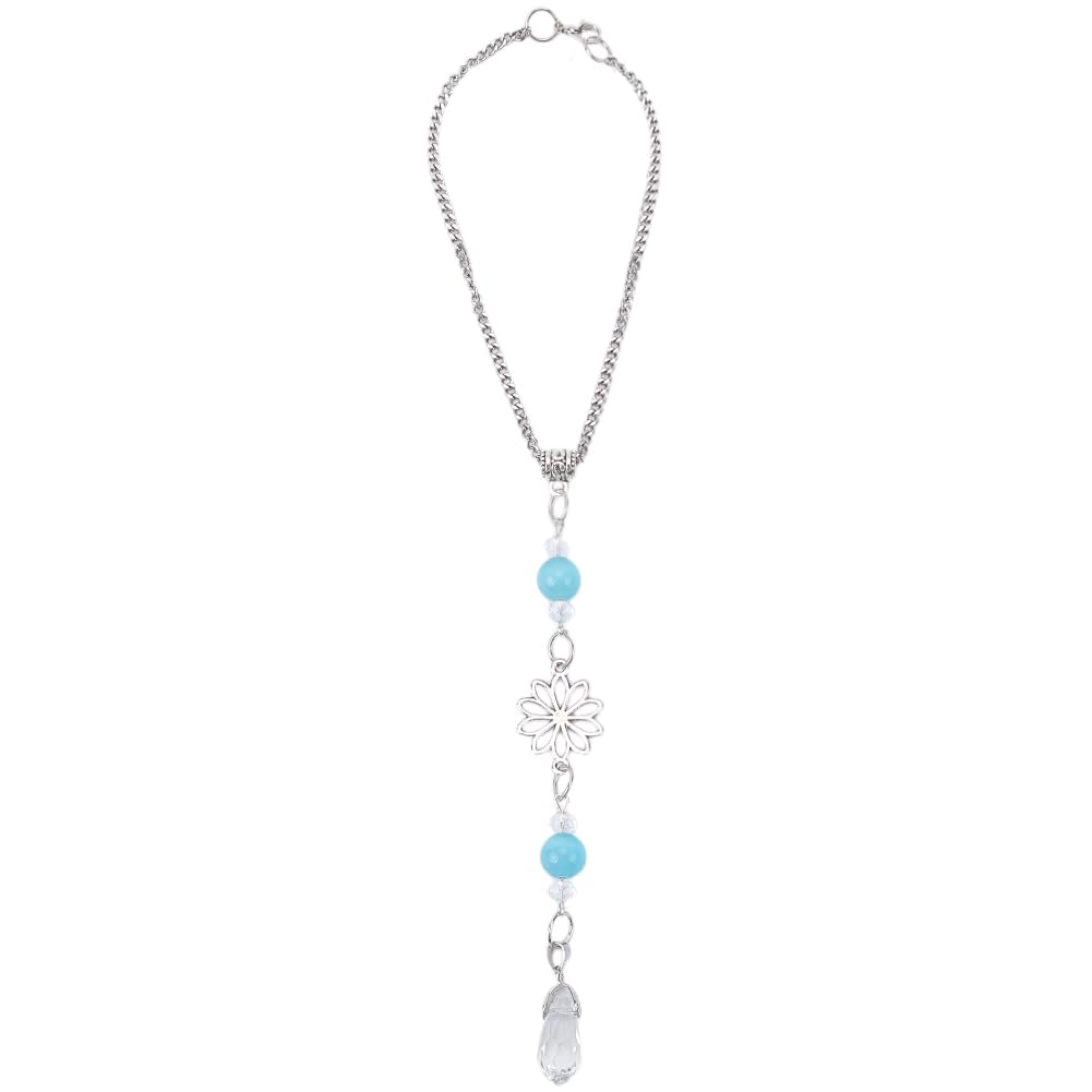 CREATCABIN Flower Rear View Mirror Car Charms Crystal Boho Car Mirror Hanging Decor Car Decoration Ornament Sun Catcher Healing 