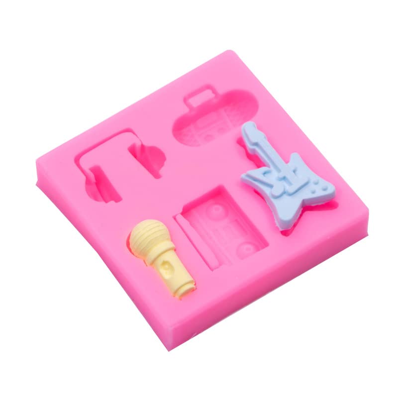 Rock Disco Boombox Microphone Radio Bass Silicone Molds For Diy Fondant Candy Making Chocolate Mold Desserts Ice Cube Gum Clay B