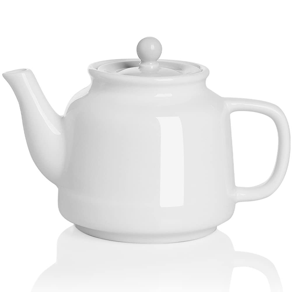 Sweejar 35 oz Porcelain Tea Pot, Teapot with Removable 18/8 Stainless Steel Infuser, Microwave & Dishwasher Safe Tea Maker, Tea 