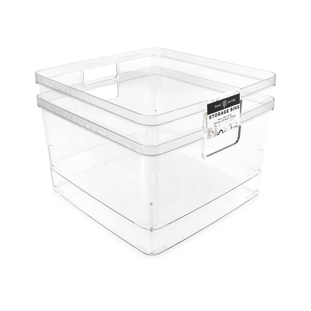 Isaac Jacobs 2-Pack Square Clear Storage Bins (10