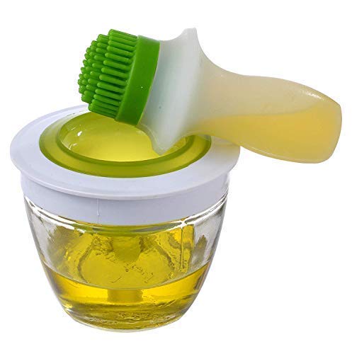 Gion Silicone Oil Brush Dispenser Glass Bowl Container Set ChefS Basting Set For Cooking, Bbq, Baking And Grilling (1Pcs)