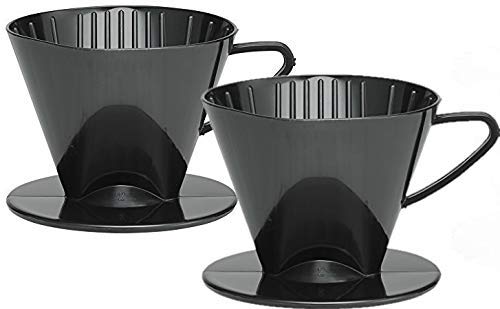 Fino Pour-Over Coffee Brewing Filter Cone, Number 2-Size, Black, Brews 2 To 6-Cups, Set Of 2