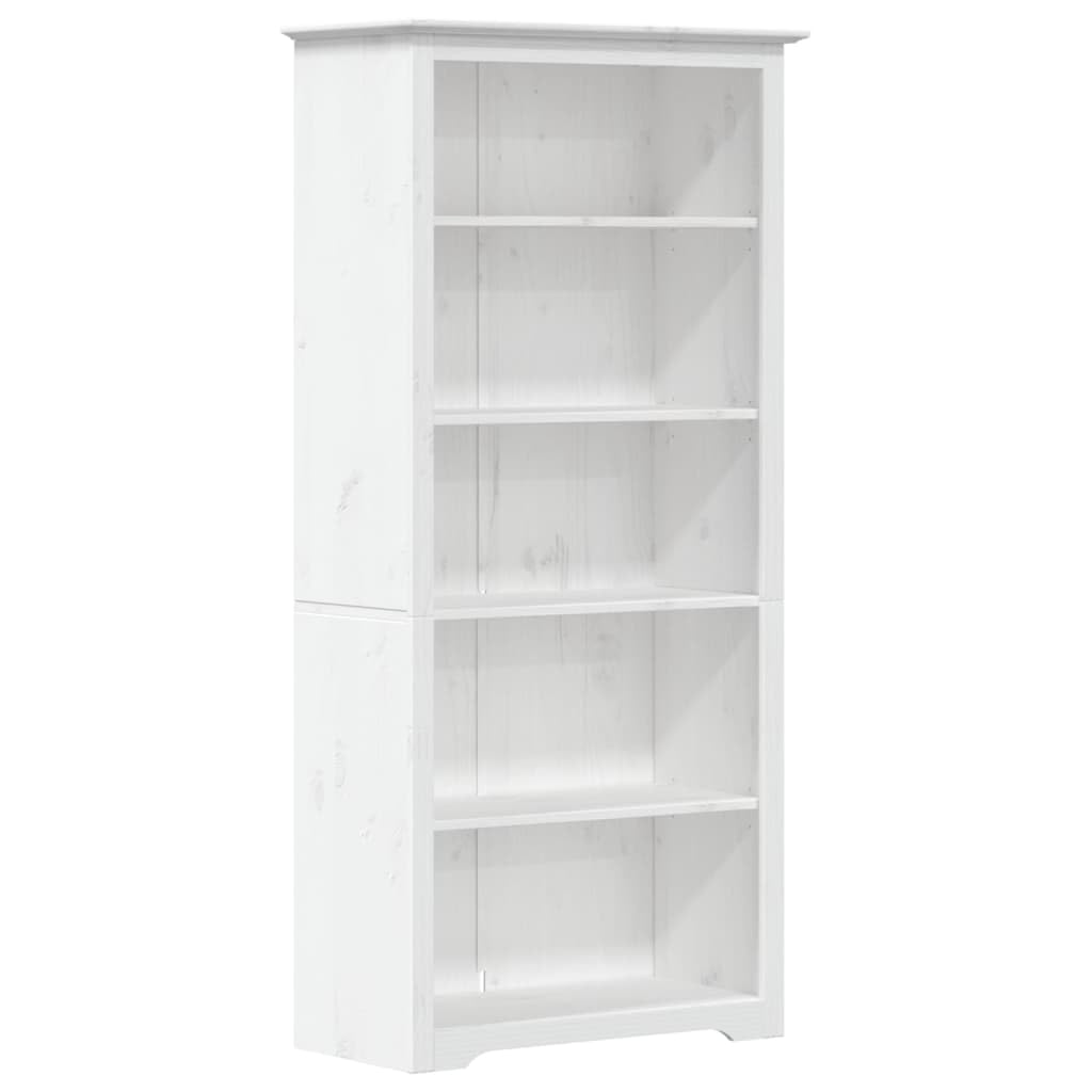 vidaXL Bookcase, Bookshelf for Living Room, Storage Cabinet with Doors and Shelves, Sideboard, Modern Style, BODO White Solid Wood Pine 5-Tier-New Condition