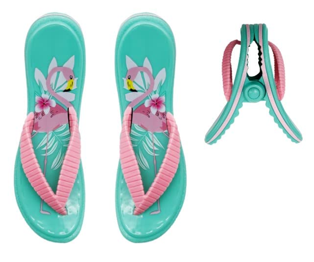 Performore Flip Flop Beach Towel Clips (Turquoise), Set Of 2, Portable Towel Holder Clips, Secure Clips For Beach Chairs Deck Pa