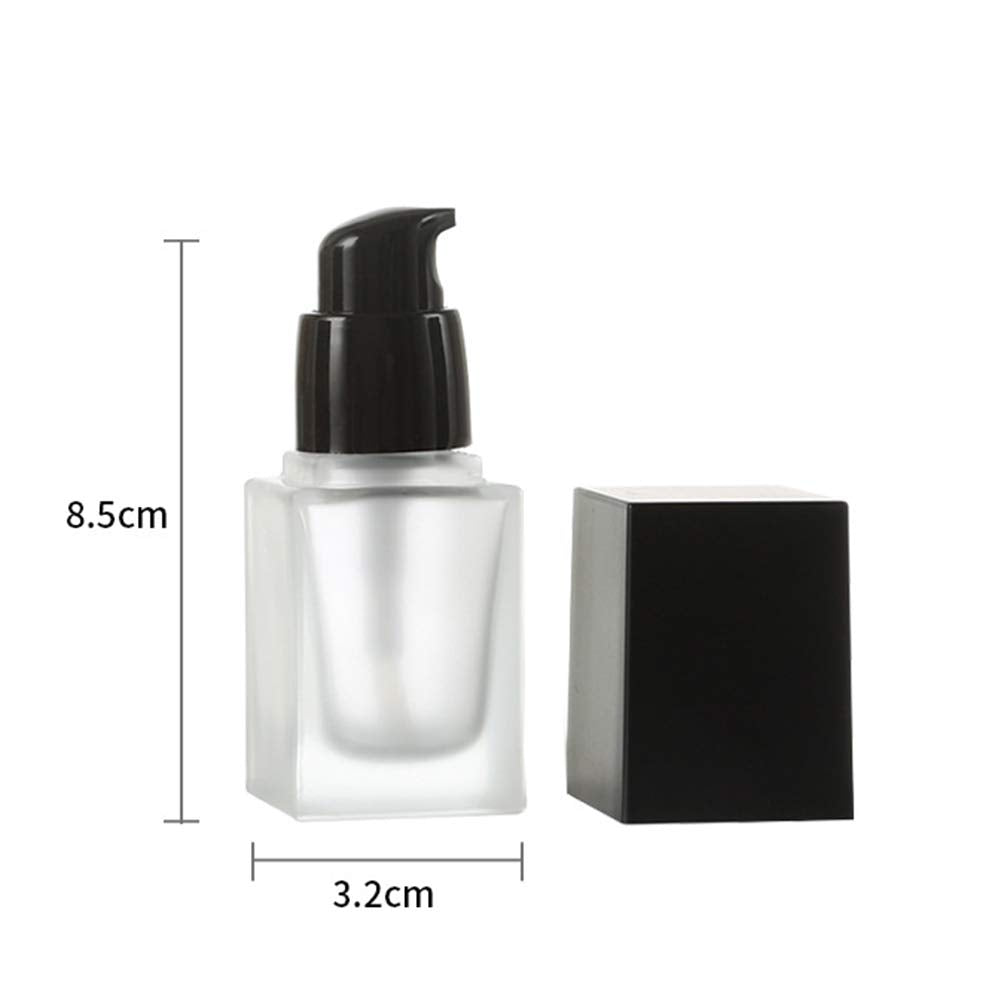 Usrommaner 4 Pack,0.5 Oz/15Ml Frosted Glass Essence Lotion Pump Bottle,Empty Square Cosmetic Container Travel Liquid Foundation