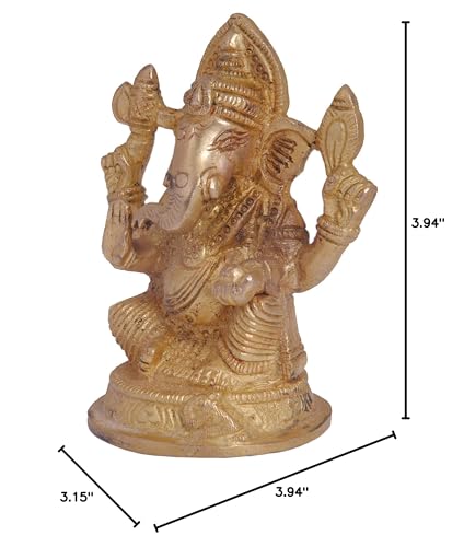 Shiv Shakti Arts Ganesha Sitting Pure Brass Statue - Vastu Poojan Item - Ganesh Ji Showpiece Murti Deewali, Navratri Puja Purpos