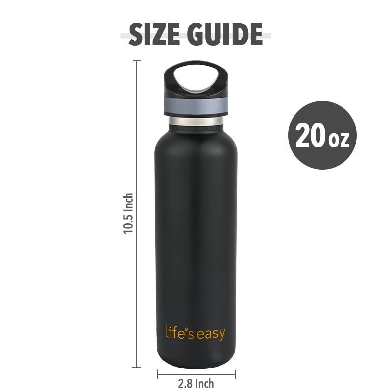 Life'S Easy Insulated Sports Water Bottle With Lid. Stainless Steel Vacuum Double Wall Thermo Flask For Hot And Cold Drinks, Sim