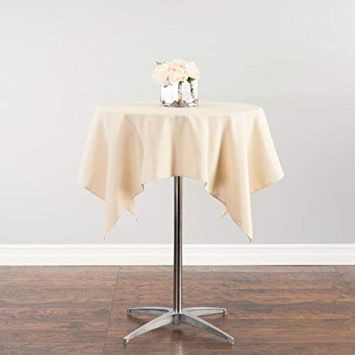 Linentablecloth 54-Inch Square Polyester Tablecloth Beige