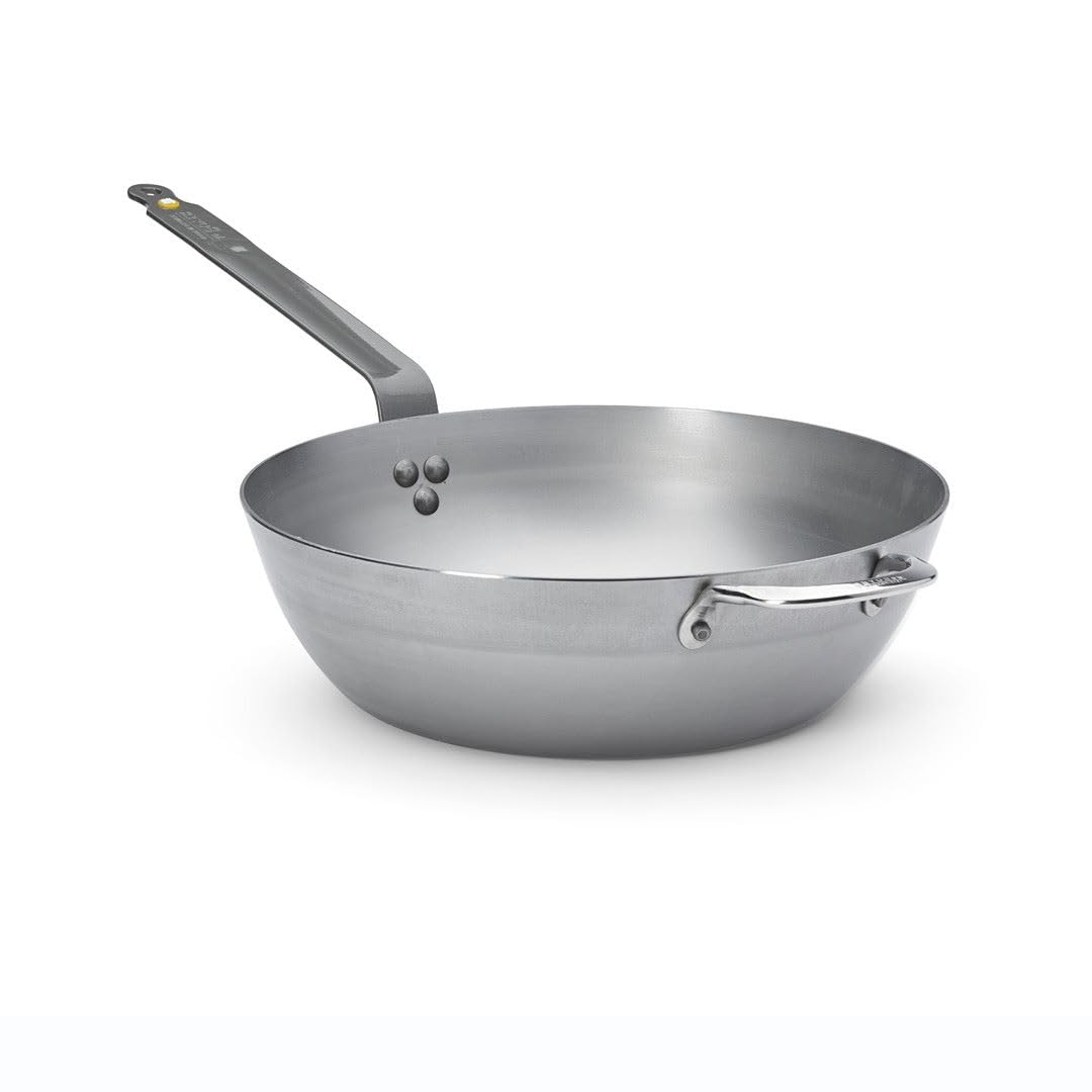 De Buyer Mineral B Carbon Steel Country Fry Pan - 12.5    - Ideal For Sauteing, Simmering, Deep Frying, Stir Frying & One-Pan Me
