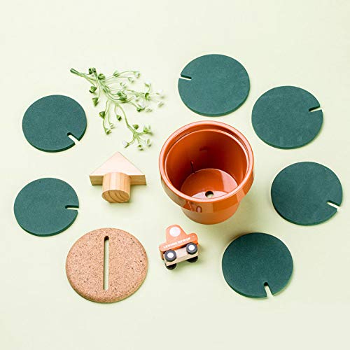 Brccee AC 6-Piece Green Coaster Cactus Set with Flower Pot Shaped Holder for Drinks Coffee Cup (Pure Green)