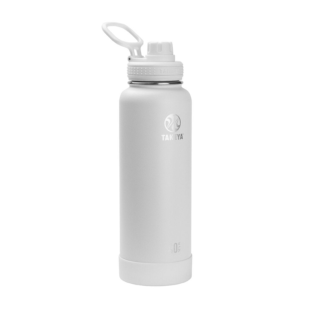Takeya Actives 40 Oz Vacuum Insulated Stainless Steel Water Bottle With Spout Lid, Premium Quality, Arctic