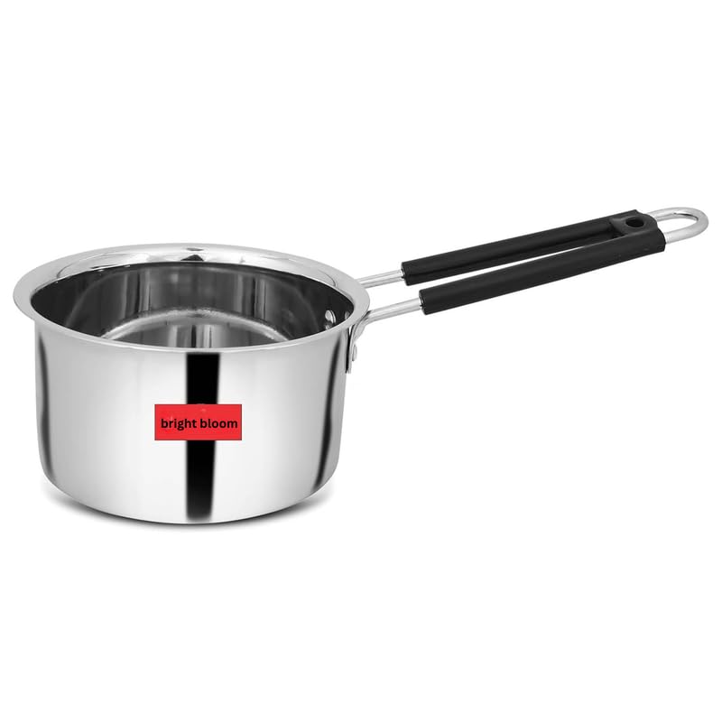 Bright Bloom Heavy Stainless Steel Sauce Pan 2 Litre (Gas Stove Friendly) 18 Gauge, Sauce Pan/Milk Pan/Tapeli/Patila Milk Boiler