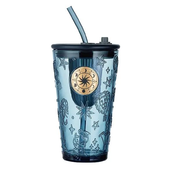 SWWITCART Constellation Tumbler, 450ml Zodiac Design, Dark Blue Cup with Straw and Lid Sipper Glass Drinks Glass Can Mug 1