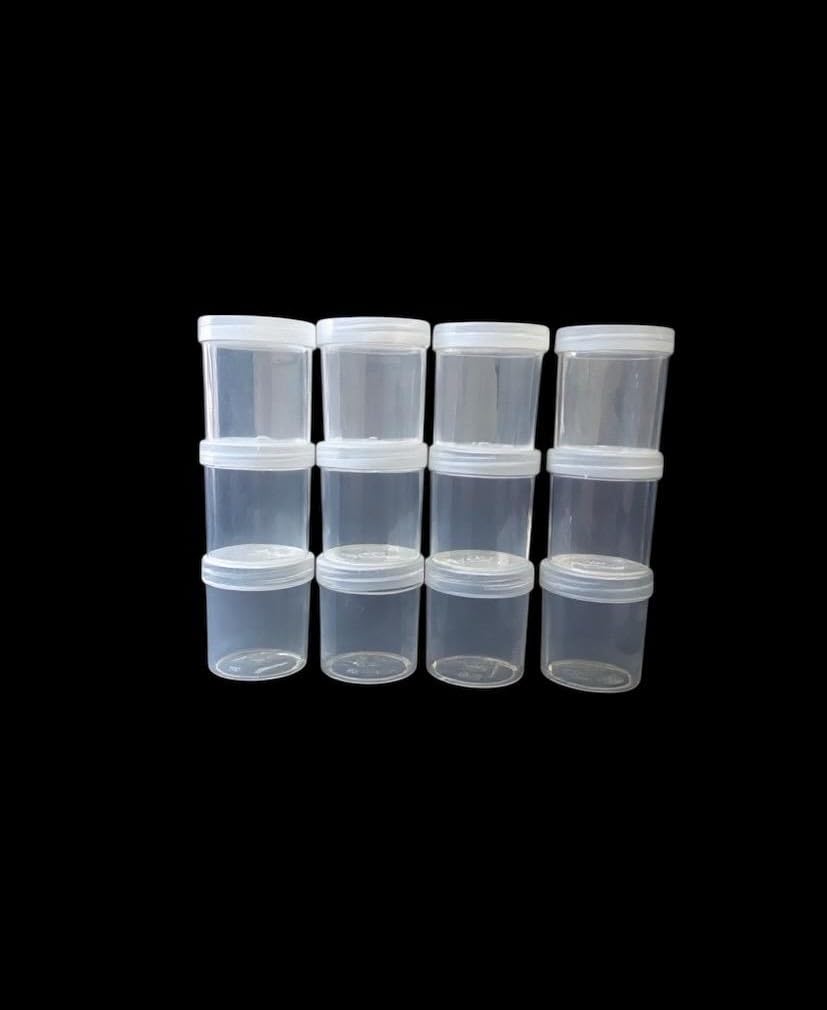 C.S.M Csm Clear Plastic Storage Containers With Screw Top Lids, 125 Ml Capacity, 12 Piece Set