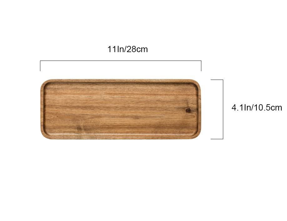 Homeimpel Wood Platter, 100% Natural Wood, Durable, 11 X 4.1 X 0.6 Inches, Acacia, Serving Tray For Food, Dessert, Salad, Cookie
