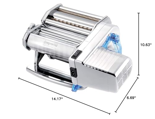 Imperia Pasta Machine & Motor 152 - Dual Speed, Double Cutter, Stainless Steel, Pappardelle Attachment, Silver