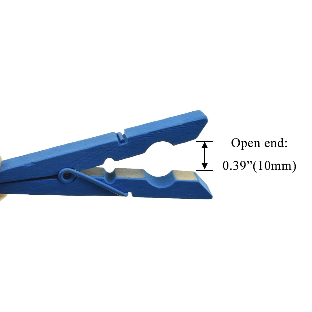 Hahiyo Blue Wooden Clothes Pins Clothespins Small Aviod Fall Apart 2.87 Inches Length 16 Pack Strong Springs No Rust No Discolor