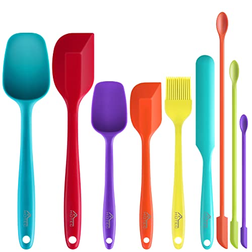 Hotec Silicone Spatula Set Kitchen Utensils For Baking Cooking Mixing Heat Resistant Non Stick Cookware Food Grade Bpa Free Dish