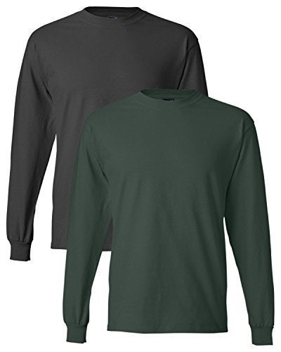 Hanes Mens 61 Oz Long-Sleeve Beefy-T(5186)-Deep Forestsmoke Gray-L