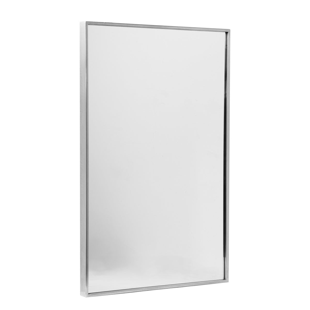 Head West Brushed Nickel Float Rectangular Framed Accent Wall Vanity Mirror - 22 x 34