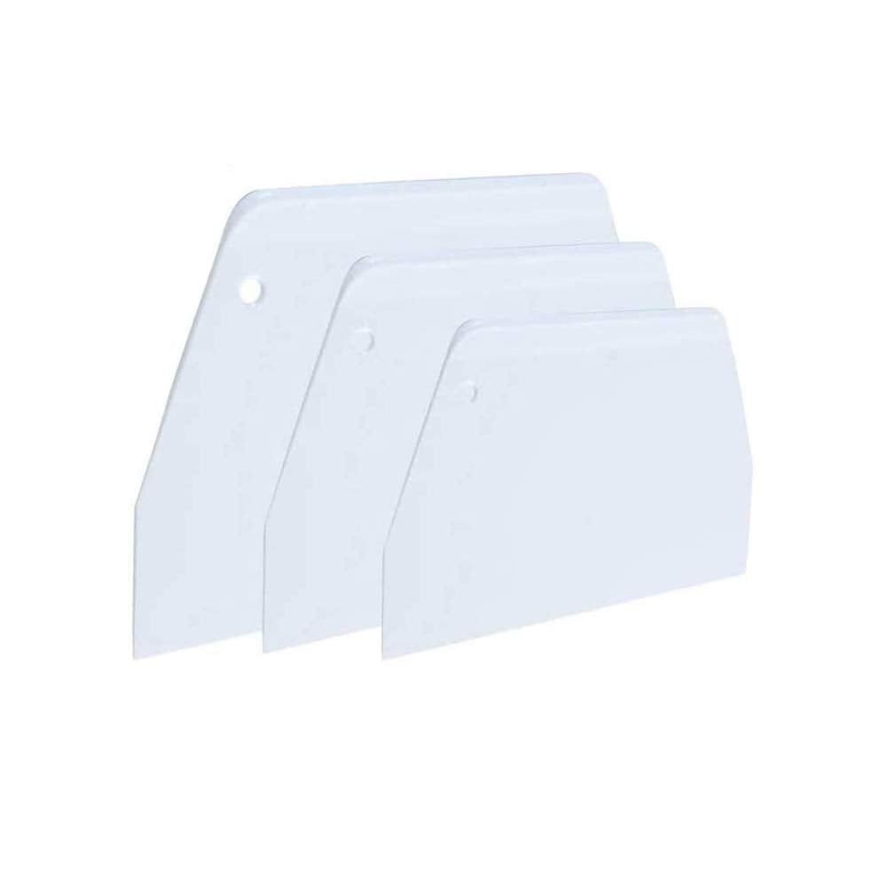 Luckycivia Dough And Bowl Scraper 3-Piece Trapezoidal Plastic Scraper Multi-Function Kitchen Scraper Food Safety Plastic Dough C