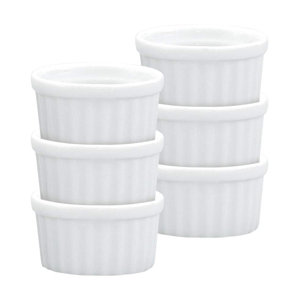 Hic Kitchen Mini Butter Crock Ramekin Set, Fine White Porcelain, 1-Oun ...