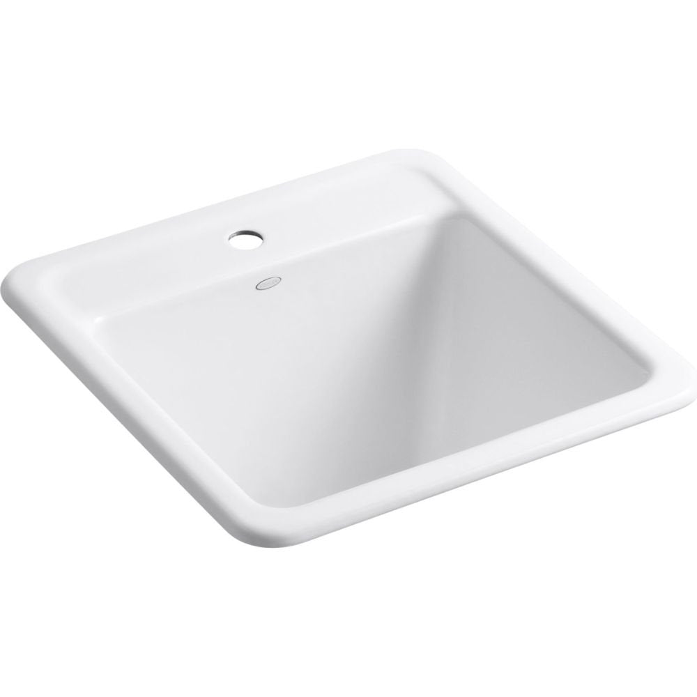 KOHLER 19022-1-0 Park Falls Top Mount or Undermount Single-Bowl Utility Sink, 21 Cast Iron Dual-Mount Utility Sink, White