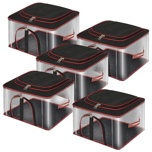 Storite 5 Pack Nylon 33 L Pvc Transparent Clothes Storage Bags/Saree Covers With Zip For Storage Specially Design For Woman Dres