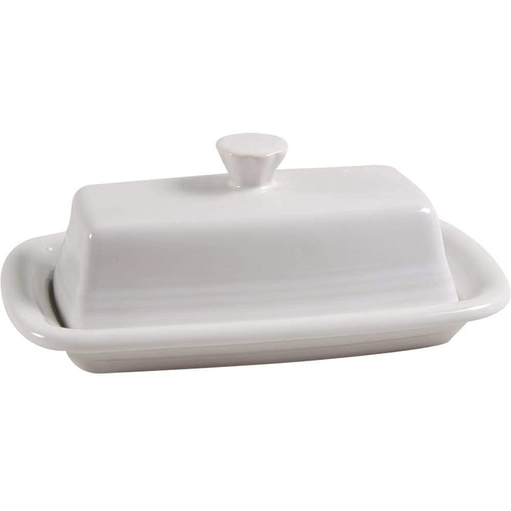 Fiesta Covered Butter Dish XL, 8 - Durable Ceramic, Lead-Free, Dishwasher/Microwave/Oven Safe - Made in USA Dinnerware - White
