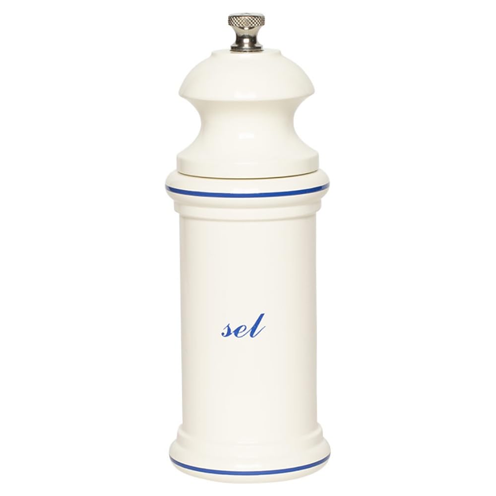 Fletchers' Mill Provencal Salt Mill, White With Blue ''Sel'' - 6 Inch