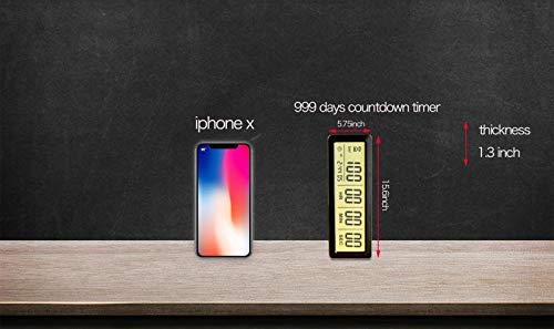 Digital 999 Days Countdown Timer Display Time For Retirement Vacation Exam Wedding Lab Kitchen Project Meeting(2C Batteries Incl