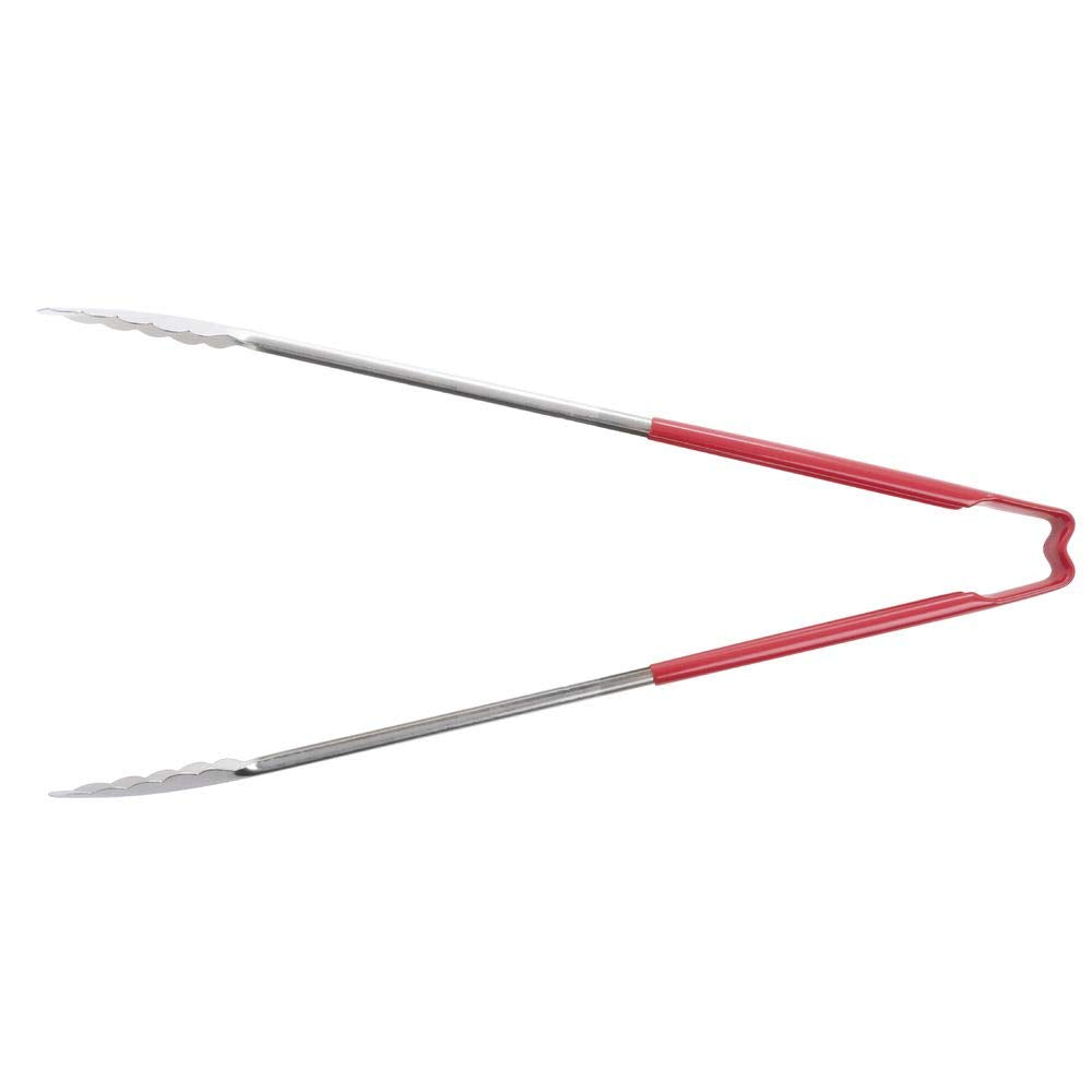Vollrath Jacob'S Pride Stainless Steel One-Piece Utility Tong With Red Kool-Touch Handle - 16''L