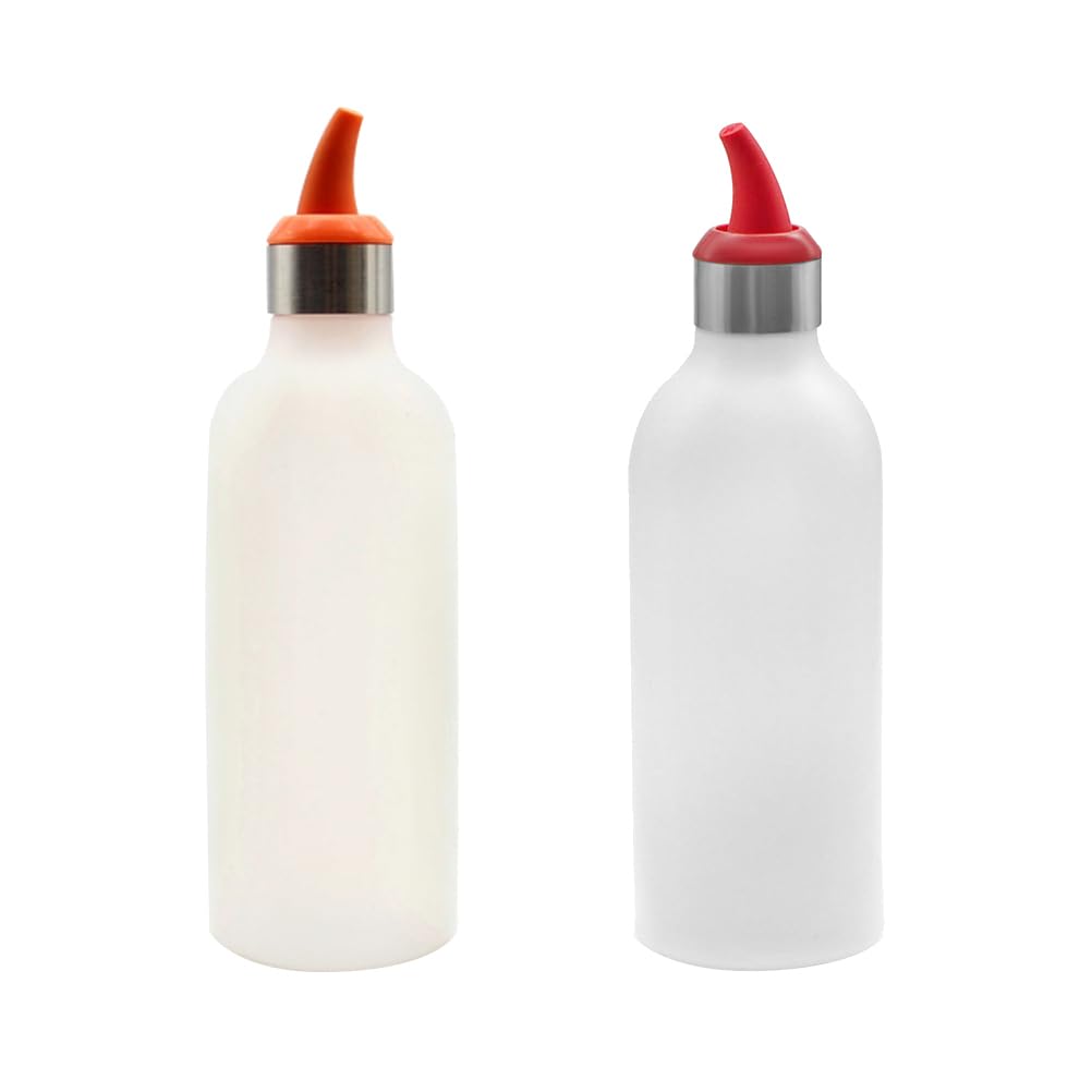 Upkoch 2Pcs Plastic Squeeze Bottles Condiment Squirt Bottles With Caps For Oil, Sauce, Dressing, Reusable Containers (Mixed Colo