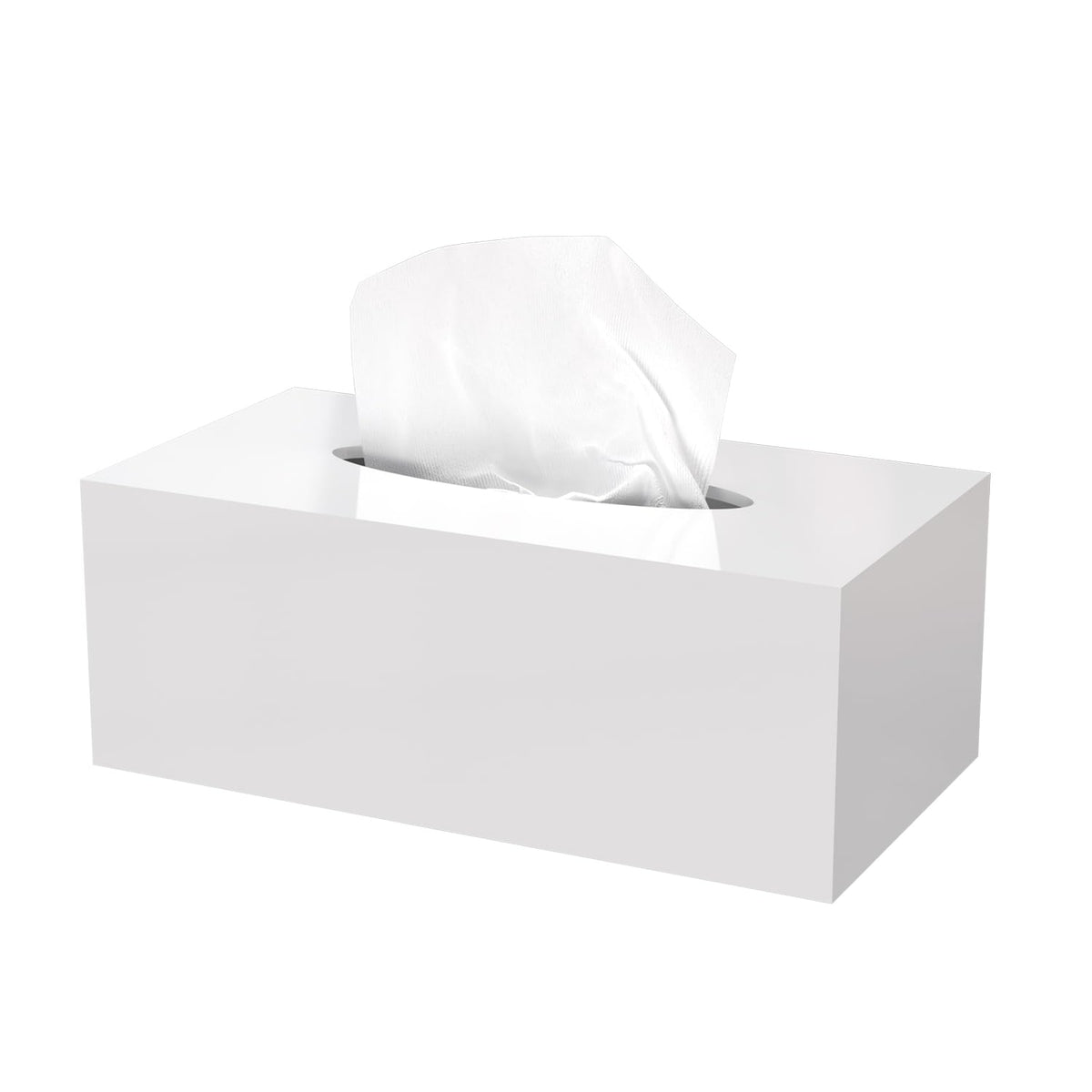 Acrylic Tissue Box Cover Rectangle, Pitbvo White Tissue Box Holder, Facial Napkin Dispenser For Bathroom Kitchen Bedroom Office