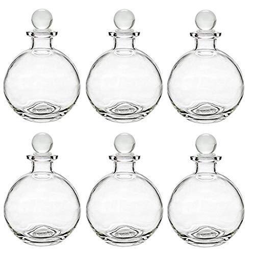 Nakpunar 6 Pcs Spherical Glass Bottles With Glass Stoppers (6, 8.5 Oz Clear W/Glass Stopper)