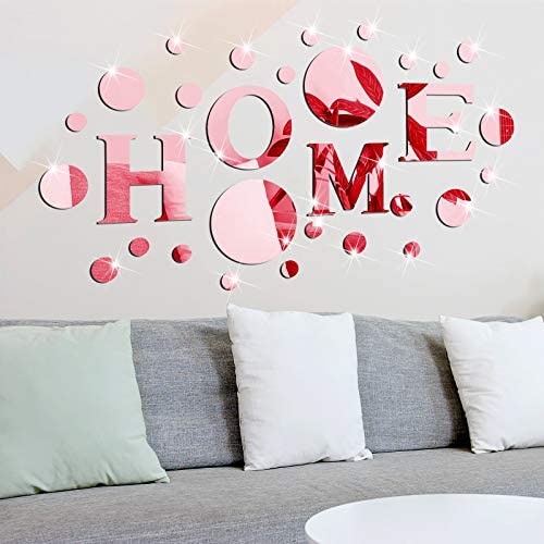 30 Pcs Living Room Wall Decor Home Mirror Wall Stickers Letter Signs Diy Acrylic Mirror Decals 3D Wall Decorations For Home Bedr