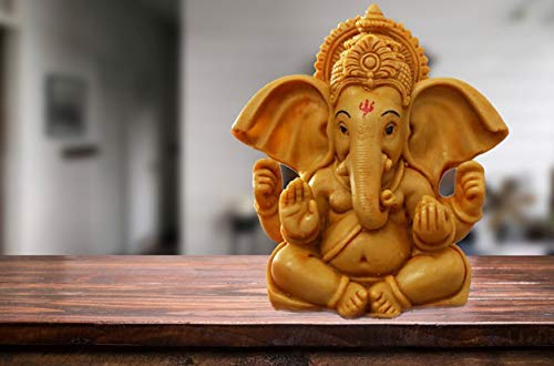 ascension Handcrafted Ganesha Beautiful Lord Ganesha Idol Figurine Showpiece Sculpture Hindu Polyresin Car Dashboard