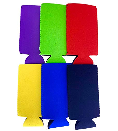 Blank Neoprene Slim Can Coolie (Variety Color 6 Pack)