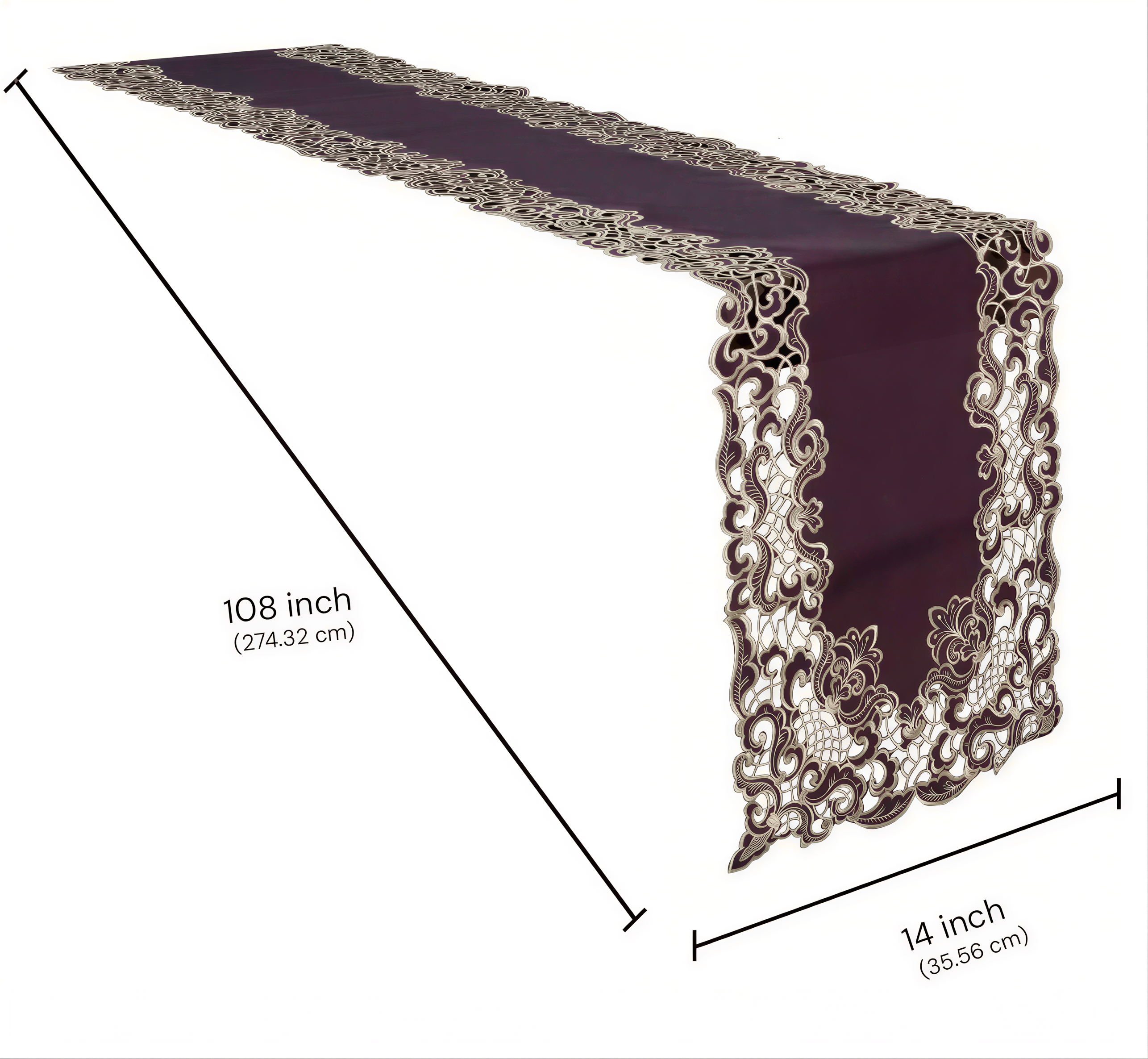 Purple Gold Table Runner – Amethyst Haze, 14x108 Inch