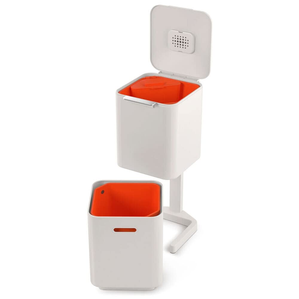 Joseph Joseph Totem Compact 40 Liter/10.5 Gallon Waste Separation And Recycling Kitchen Trash Bin With Odor Filter And Removable