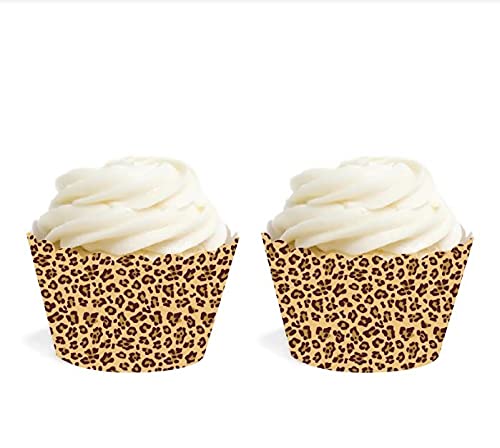 Andaz Press Birthday Cupcake Wrappers, Leopard Cheetah Print, 20-Pack, Decor Decorations Wraps Cupcake Muffin Paper Holders Leop