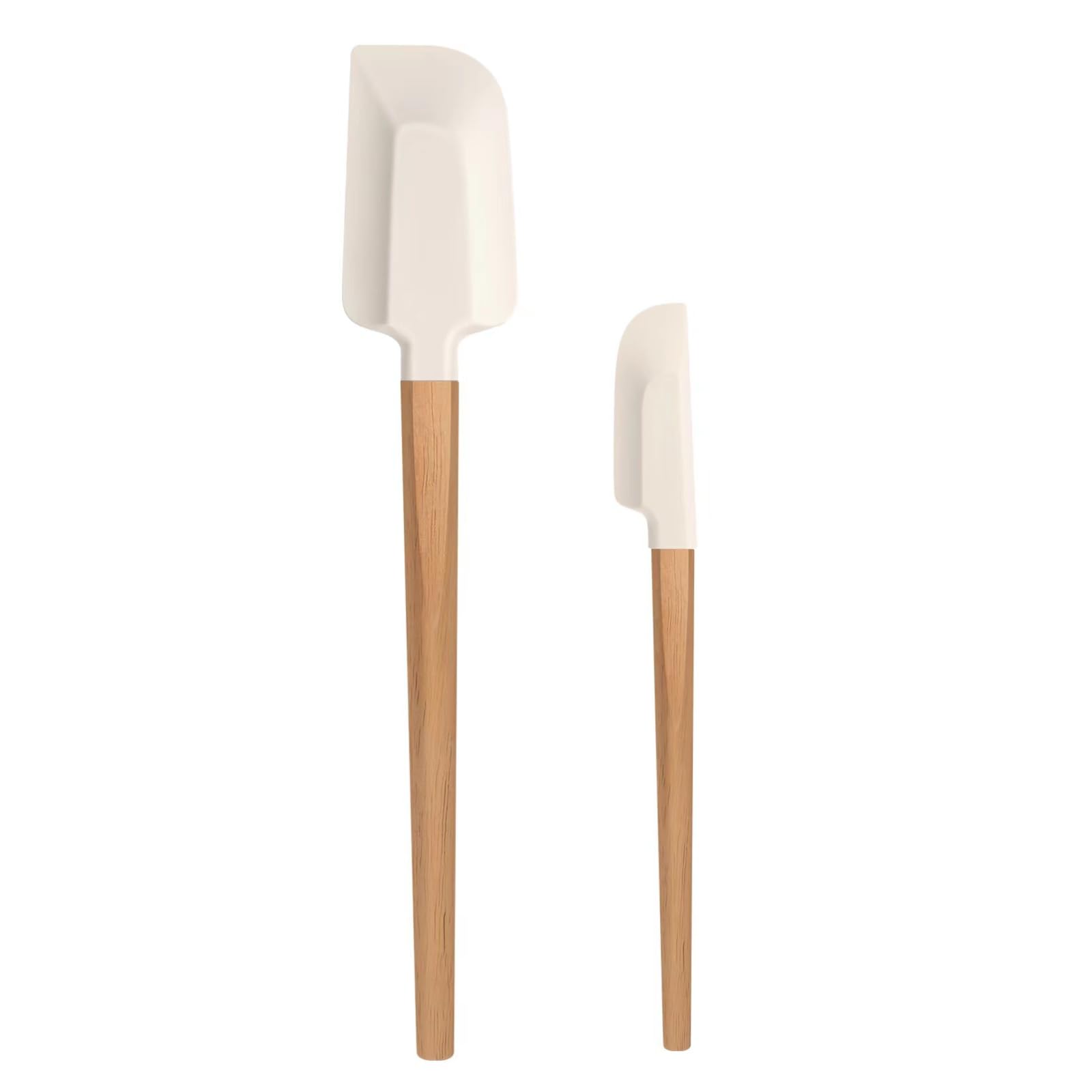 Lorisarm Wooden Handle Spatula Set, 12'' & 9'' Rubber Spatula Silicone Spatulas For Baking Cooking And Mixing.