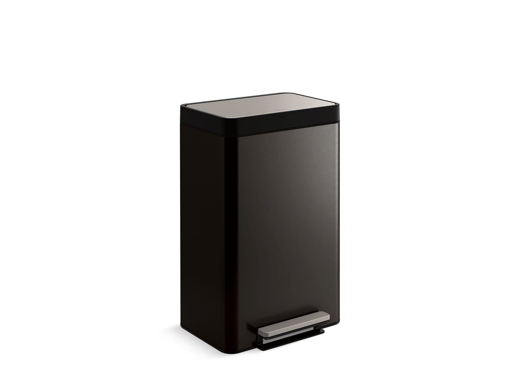 Kohler K-20956-Bst Dual Compartment Step Trash Can, Liner, Black Stainless