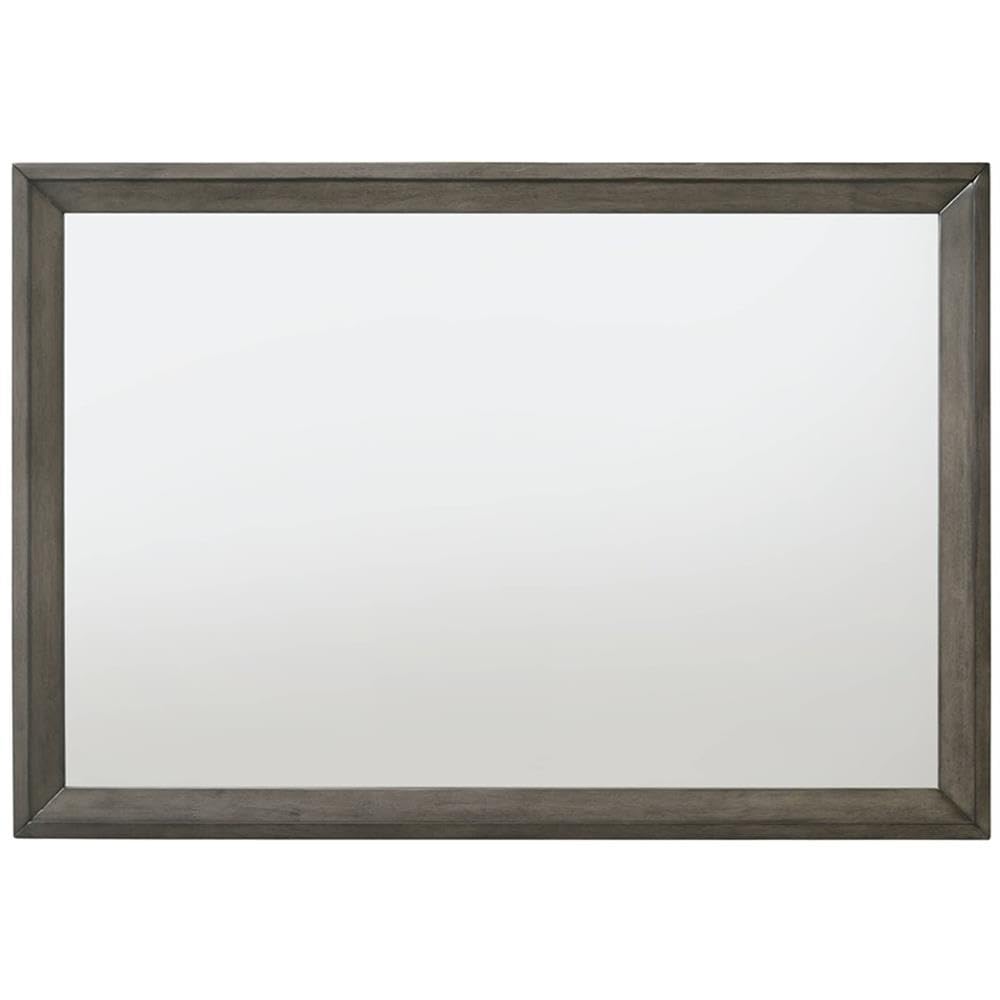 Acme Escher Rectangular Wooden Frame Mirror in Gray Oak