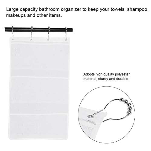 Yosooo 6 Pockets Mesh Shower Organiser Bathroom Over The Door Hanging Mesh Pockets Storage Bag Holder Hanging Caddy With Hooks Q