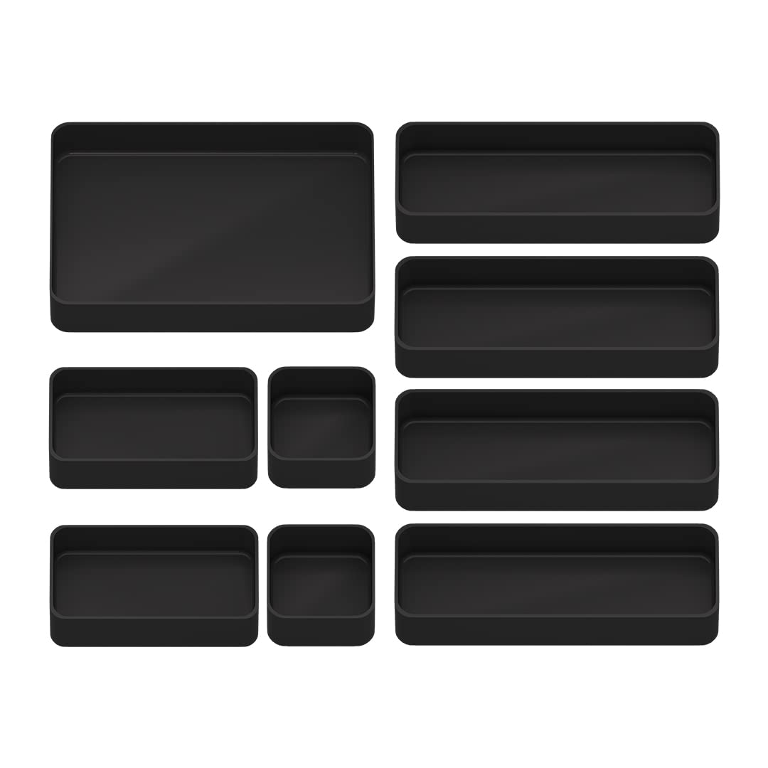 9 Pcs Stackable Drawer Organizer Trays Set, Multifunctional Stackable Storage Trays for Vanity, Bathroom, Kitchen, Desk Drawer O
