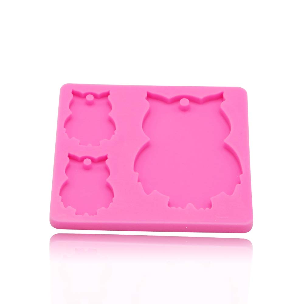 Cute Animal Bird Owl Family Keychain Pendant Silicone Mold With Hole For Diy Candy Soap Mould Crystal Desserts Cupcake Cake Topp